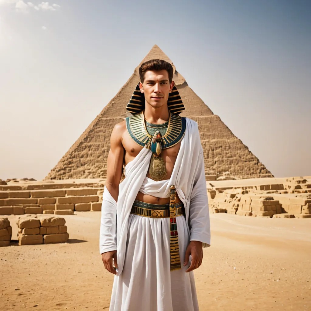 Converted Great King of Pharaoh in Egypt with Pyramid Background image
