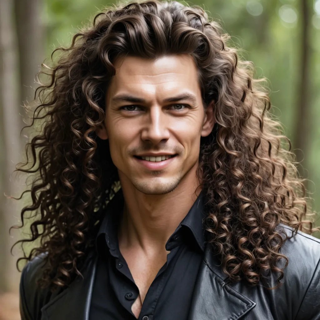 Long Curly Hair and Fangs Showing Photo Style