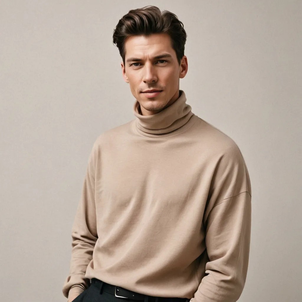 Loose Turtleneck Shirt Photo Style