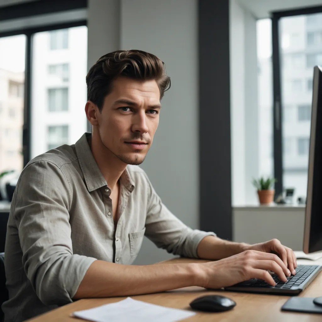 Man Looking at a Computer Screen Photo Style