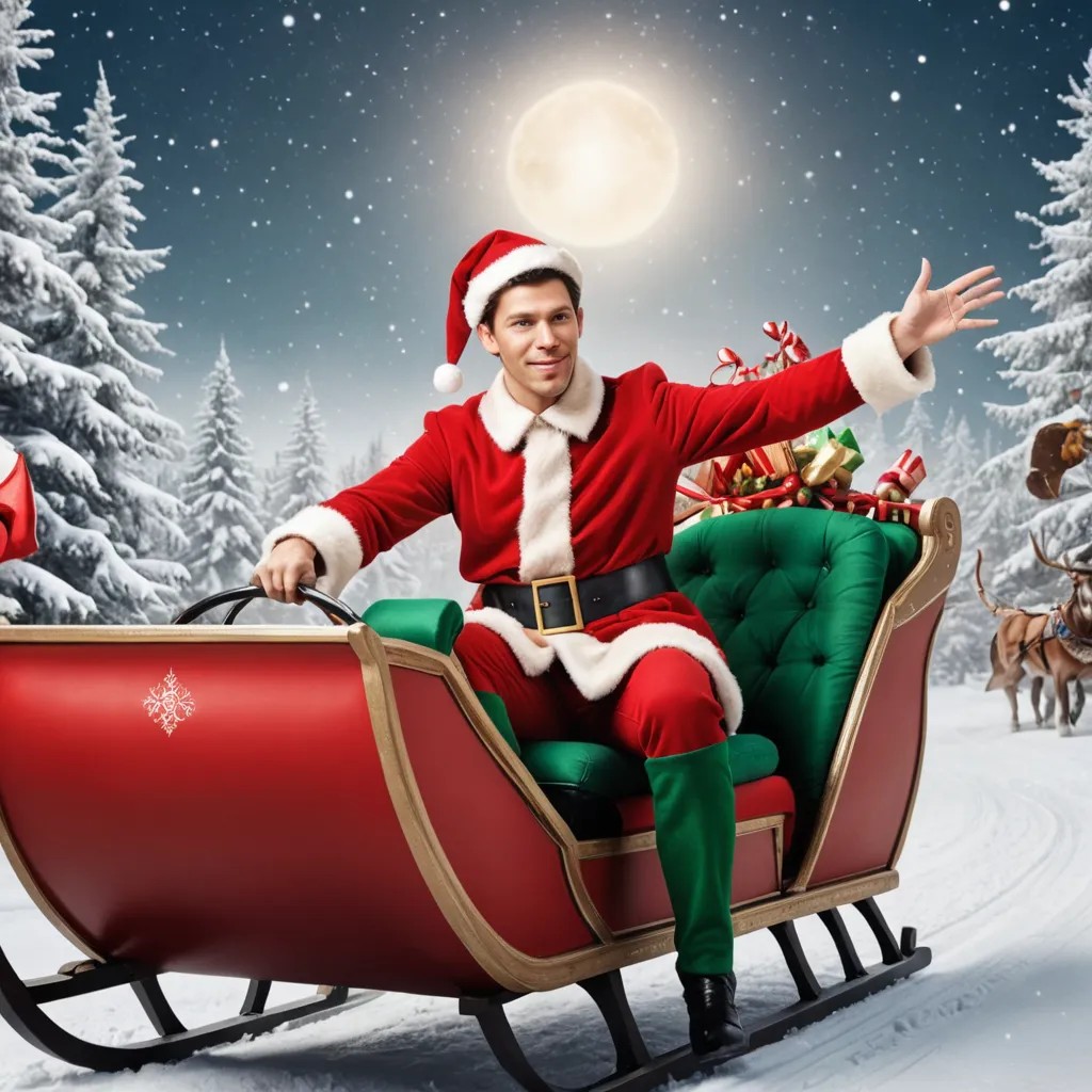 Santa Elf Driving Sleigh Photo Style