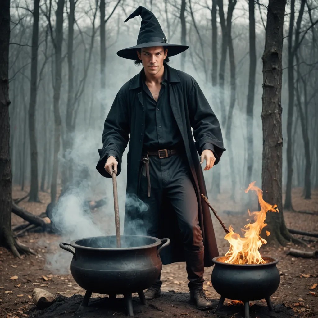 Converted Witch Standing Over a Cauldron image
