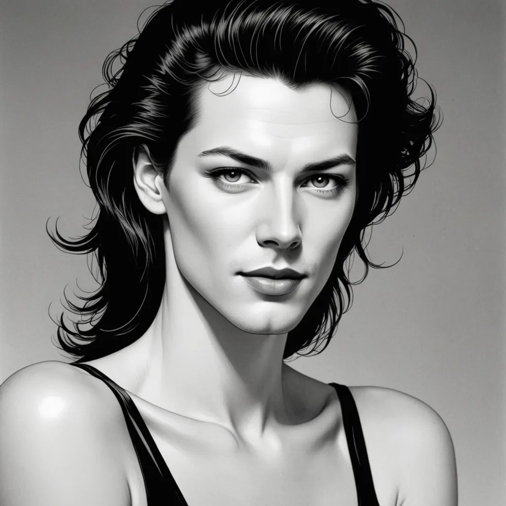 1980s Artist Patrick Nagel Line Drawing Artwork Photo Style