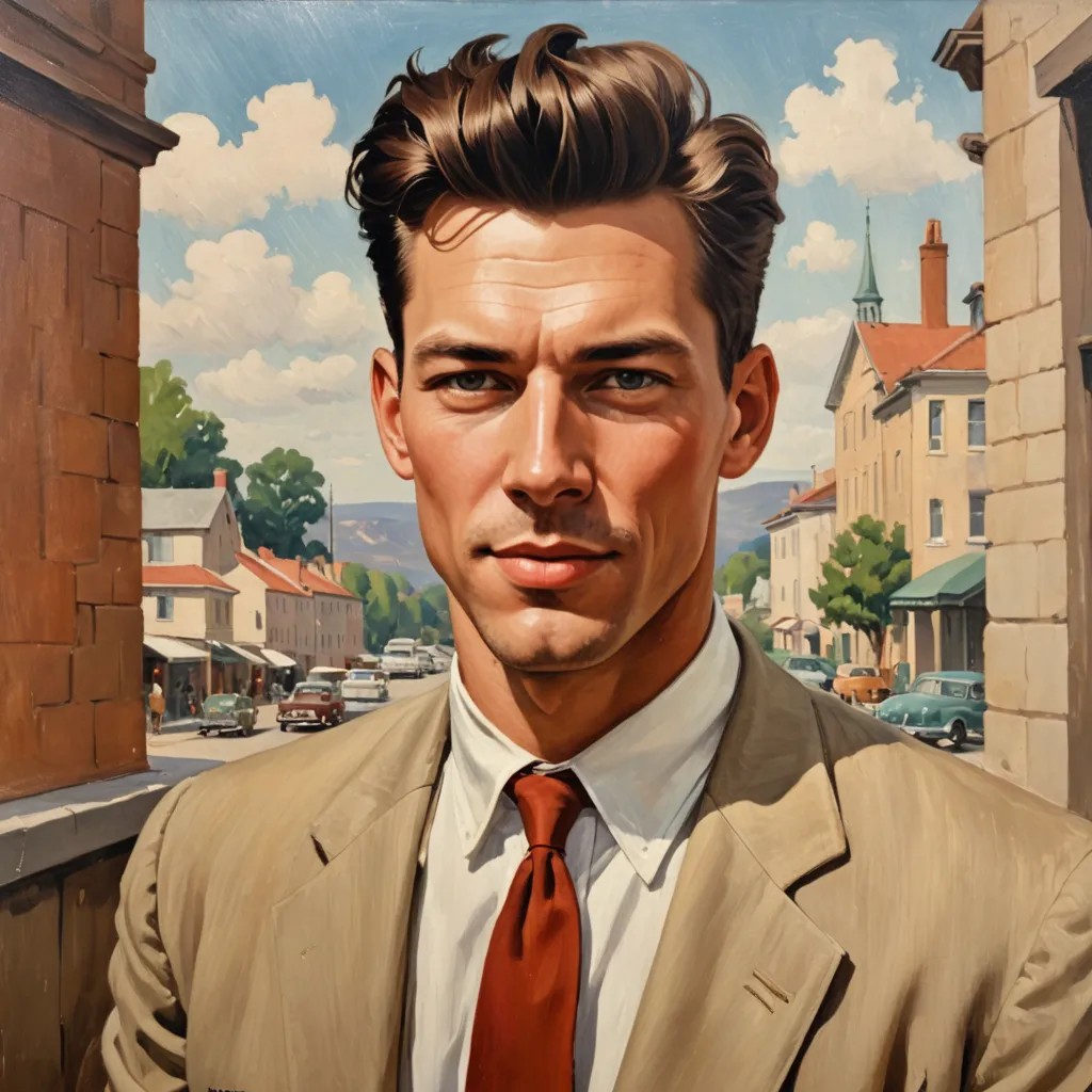 A Vintage 1950s Oil Painting in the Distinctive Style of Haddon Sundblom. Photo Style