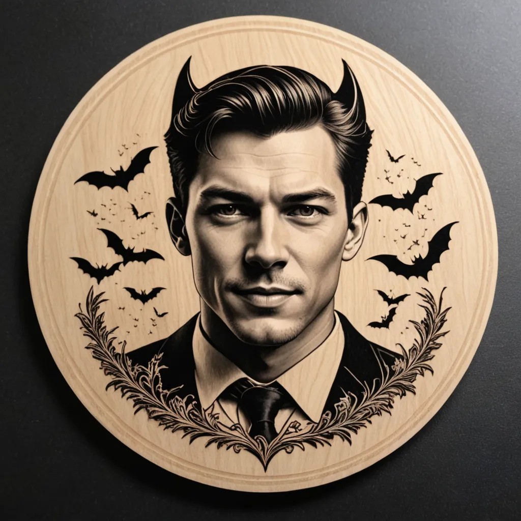 Black Surface Laser Engraving Bat Photo Style