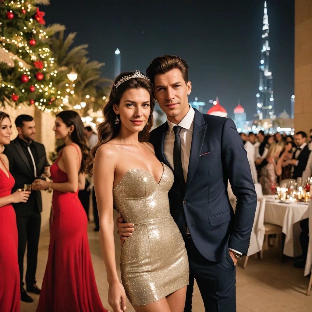 Girl in Dubai on the Christmas Party Photo Style