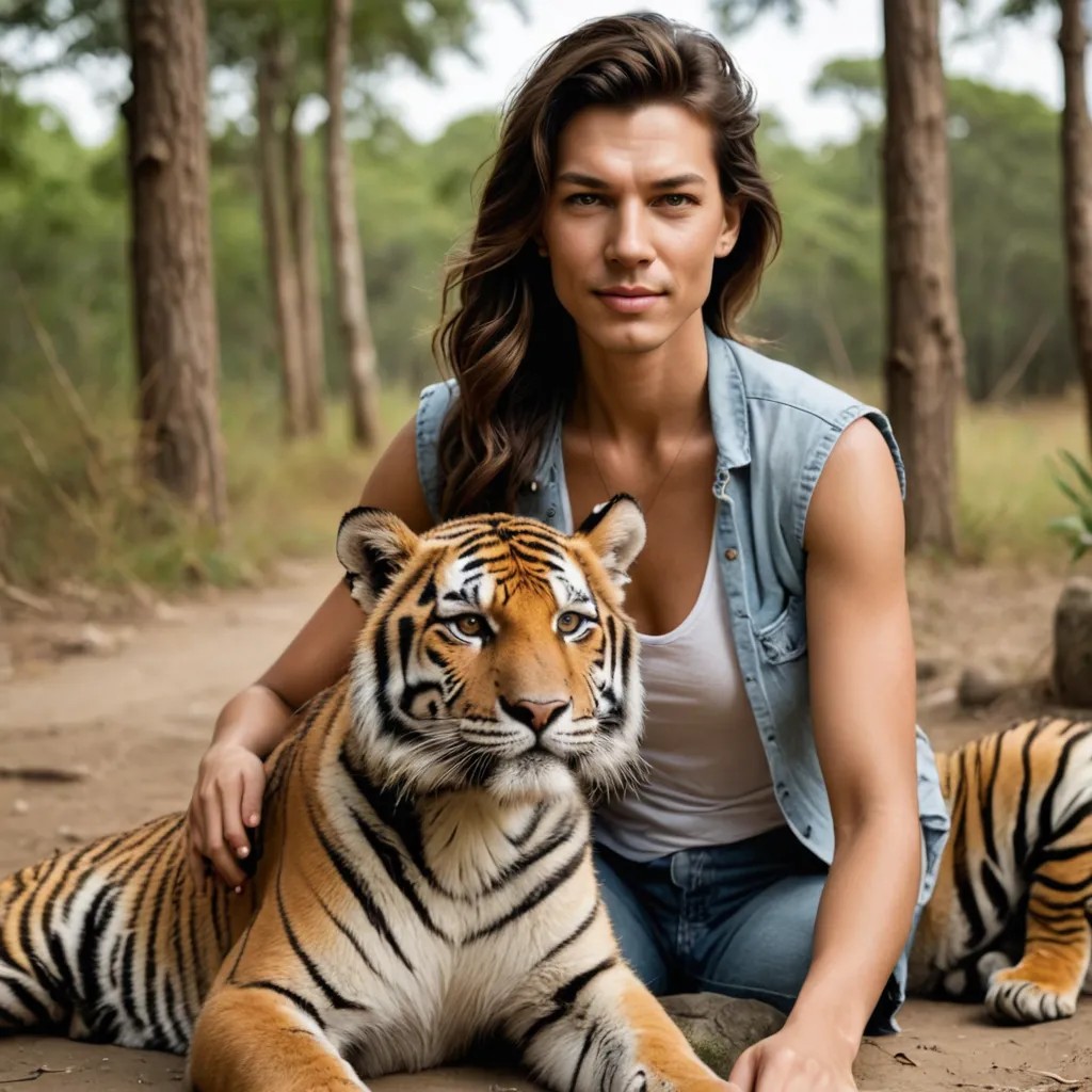 Girl with Tiger Cubs Photo Style