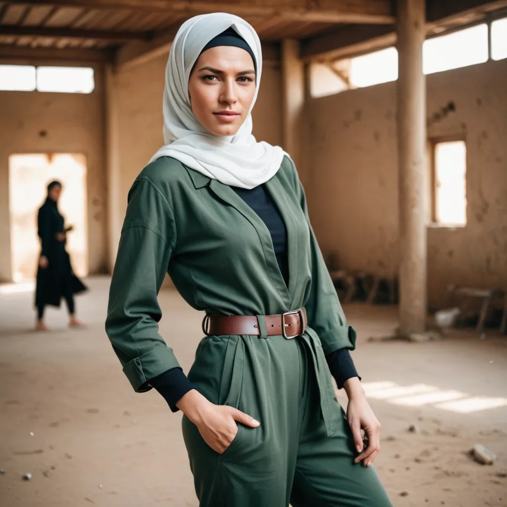 Hijab-Clad Fighter Lady Photo Style