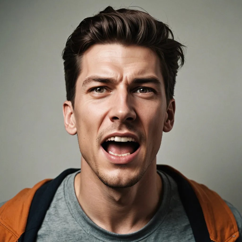 Looking All the Way Left, Head Up, Mouth Open, Scared Photo Style