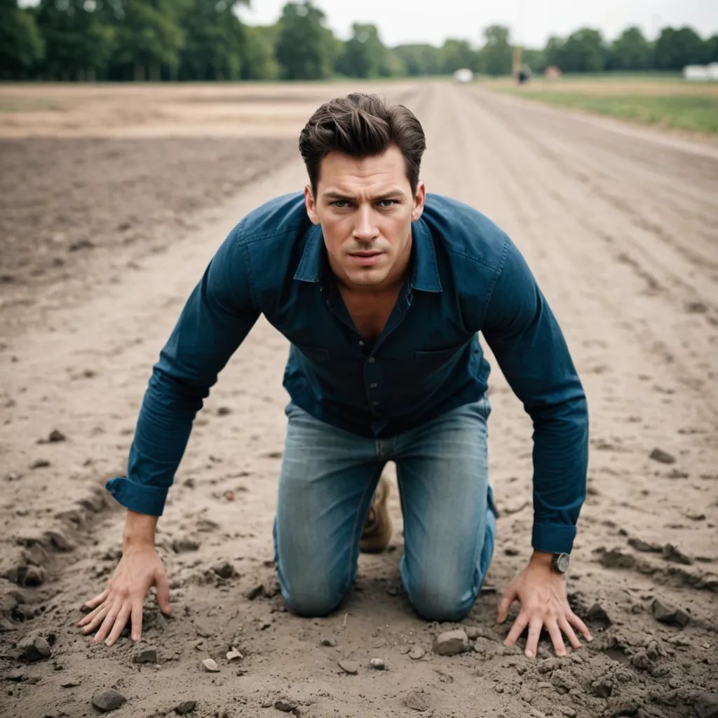 Looking Left, Head Down Toward Ground, Scared Photo Style