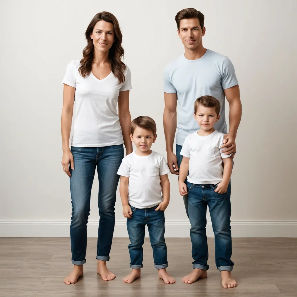 Mother Standing with Twin Boys Photo Style