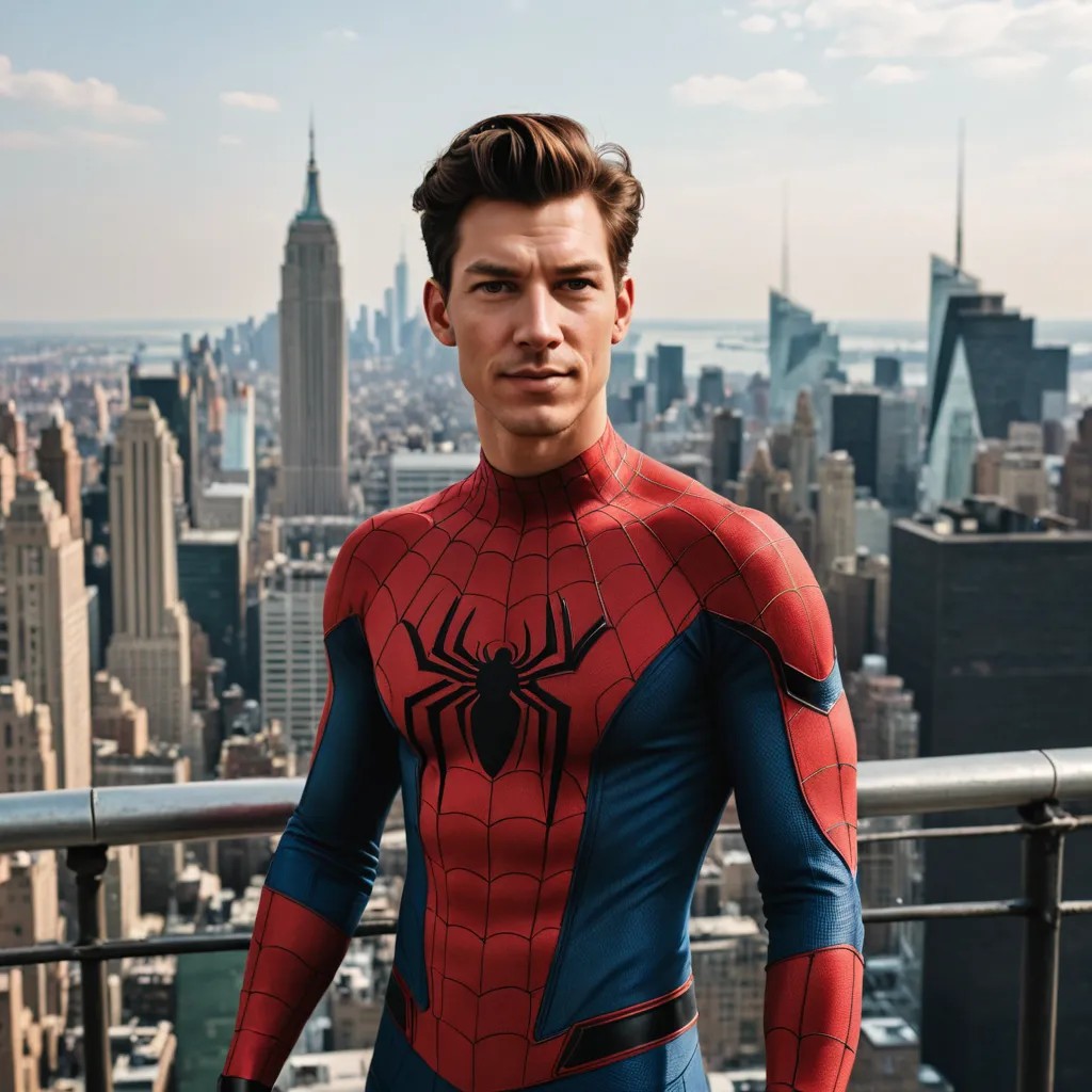 My Face with Spider-Man Clothes and New York Background Photo Style
