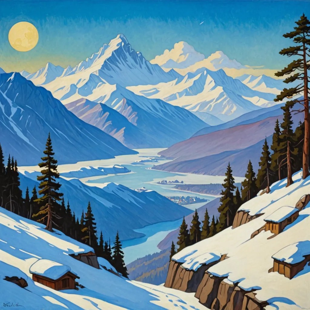 The work of the artist Nicholas Roerich is very high-quality painting. Photo Style