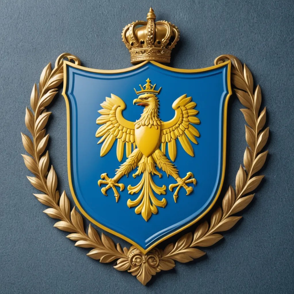 Coat of Arms of Ukraine in a Beautiful Guilloché Color Scheme Photo Style