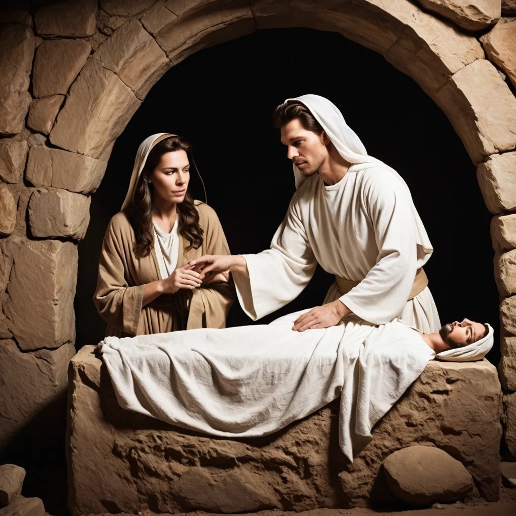 Empty Tomb with Mary and Jesus Photo Style