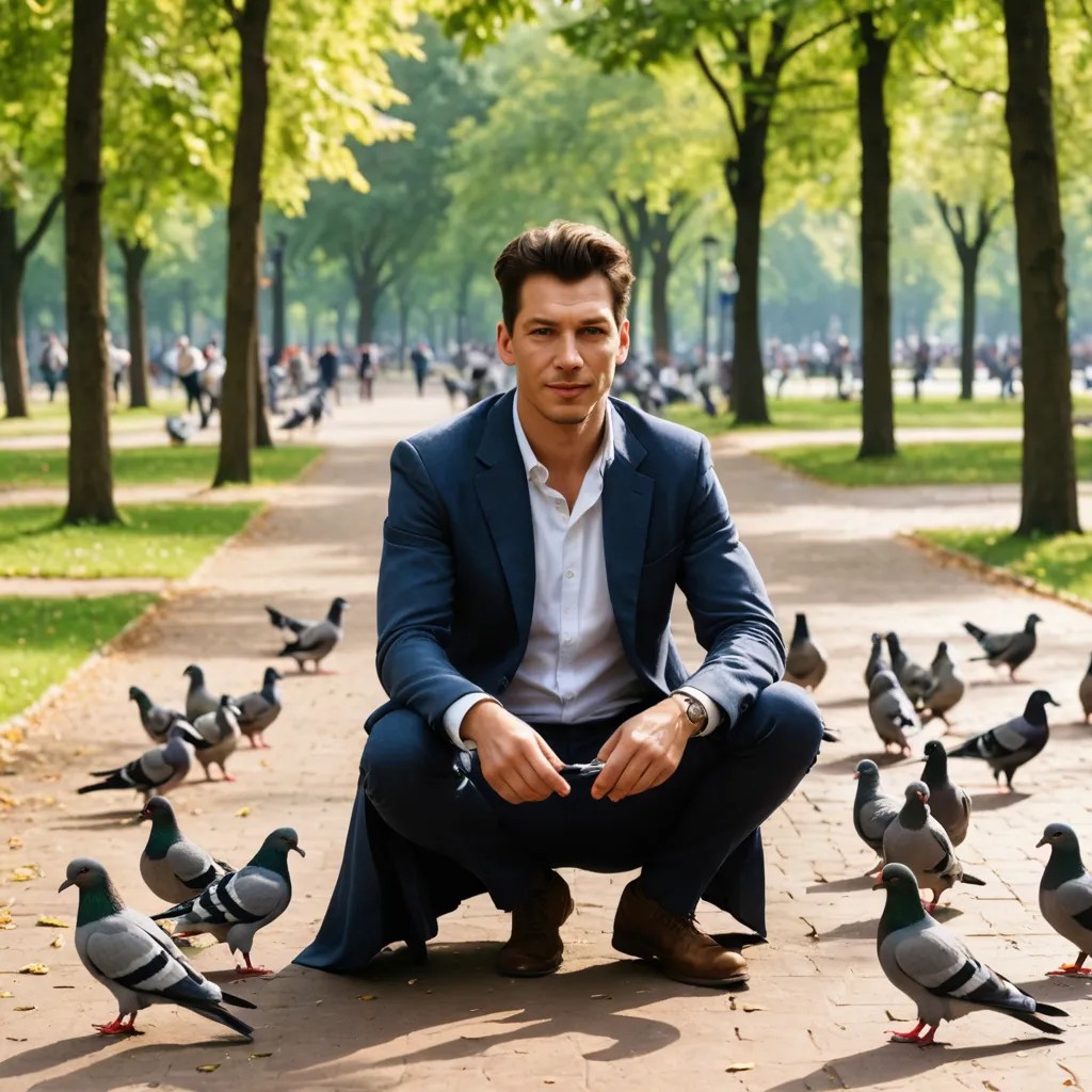 In the Park with Pigeons Photo Style