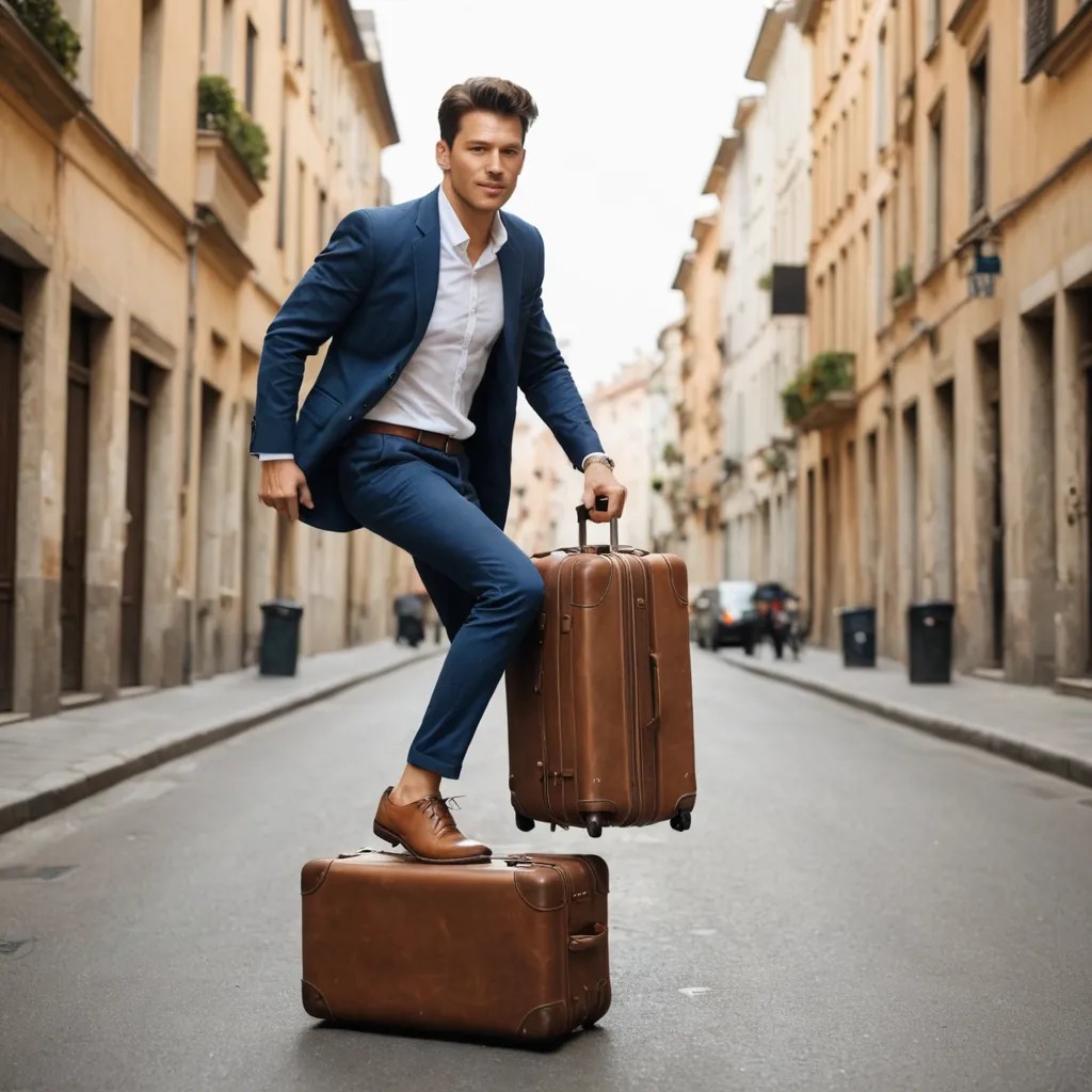 Man Riding on a Suitcase Photo Style