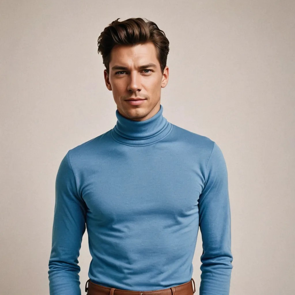 Man Wearing Blue Turtleneck Shirt Photo Style