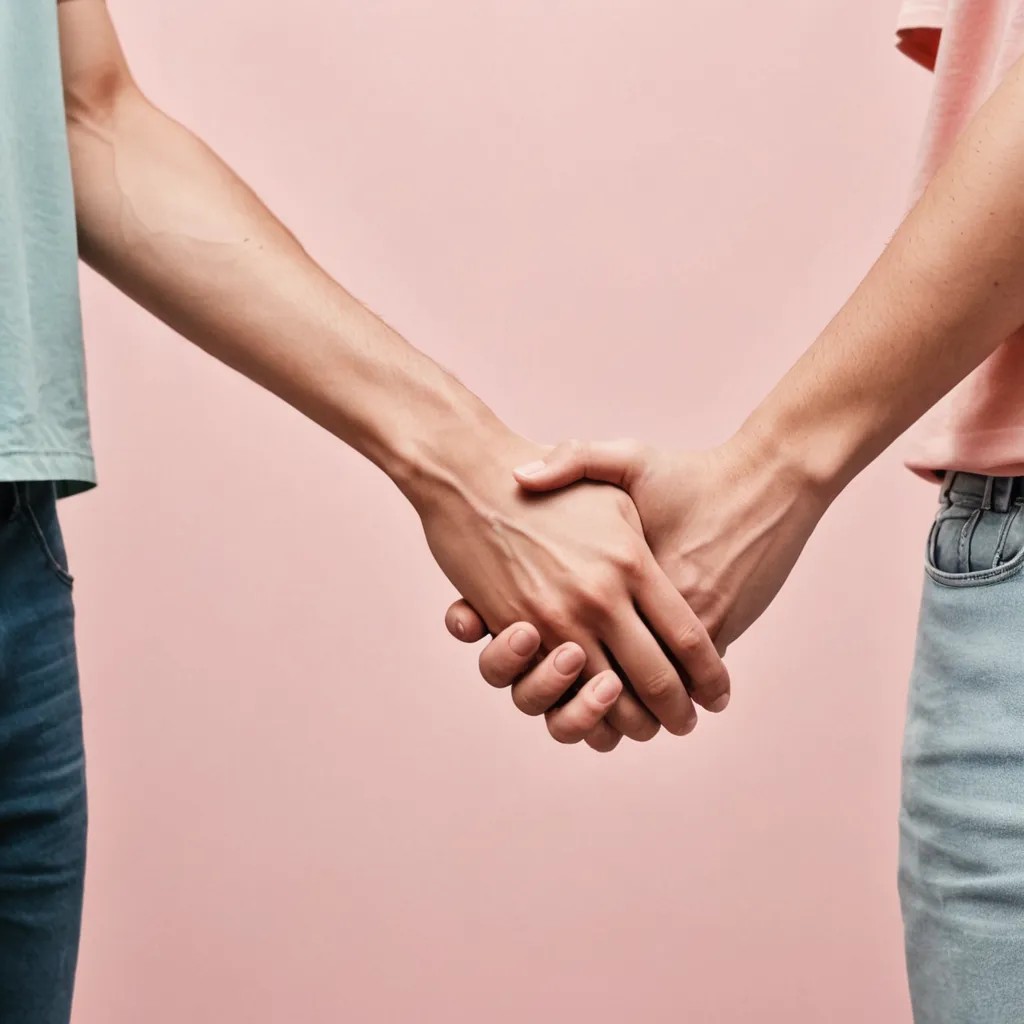 Couple, Holding Hands, Pastel Colors, Comic Photo Style