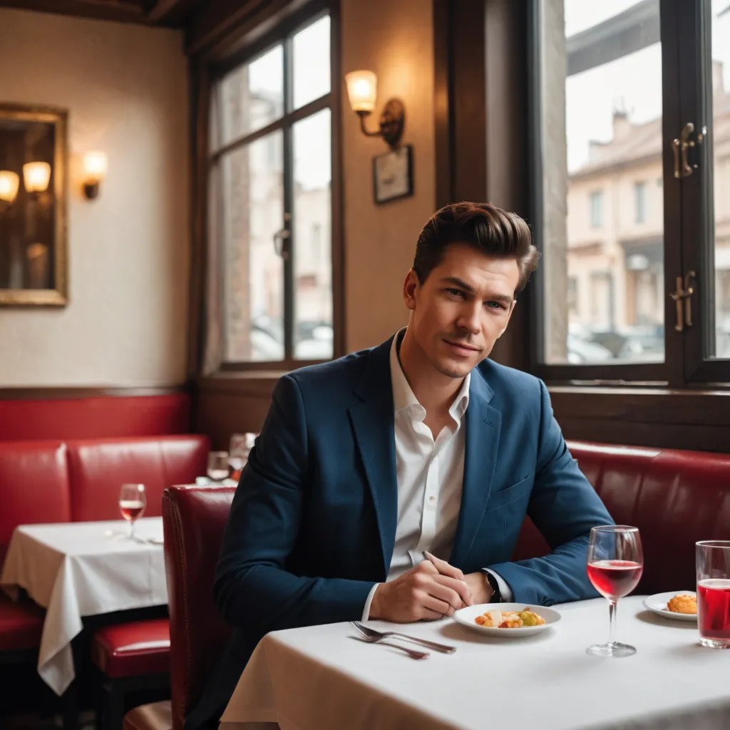 Man Sitting Alone at Restaurant on Valentine’s Day Photo Style