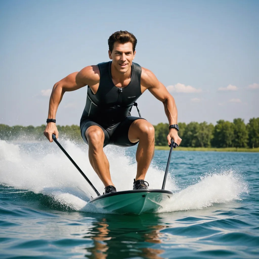 Man Water Skiing with Walker Photo Style
