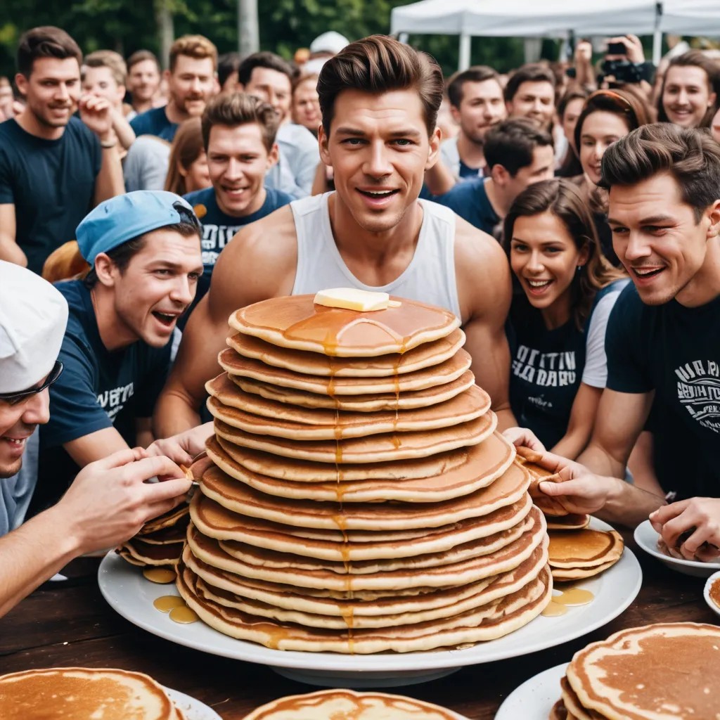 Pancake Eating Contest, A Large Pile of Pancakes at the Start Photo Style