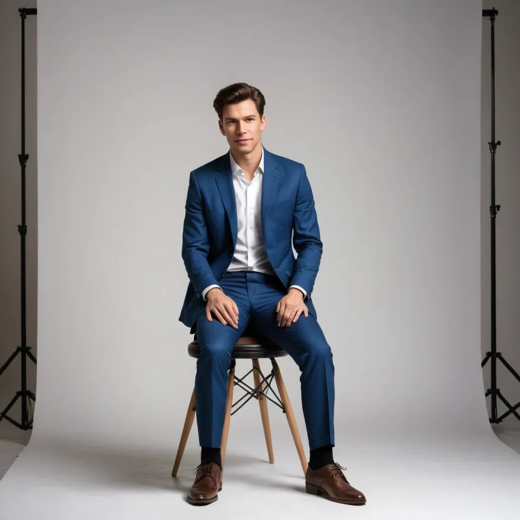 Sitting on a Chair in a Photo Studio Photo Style