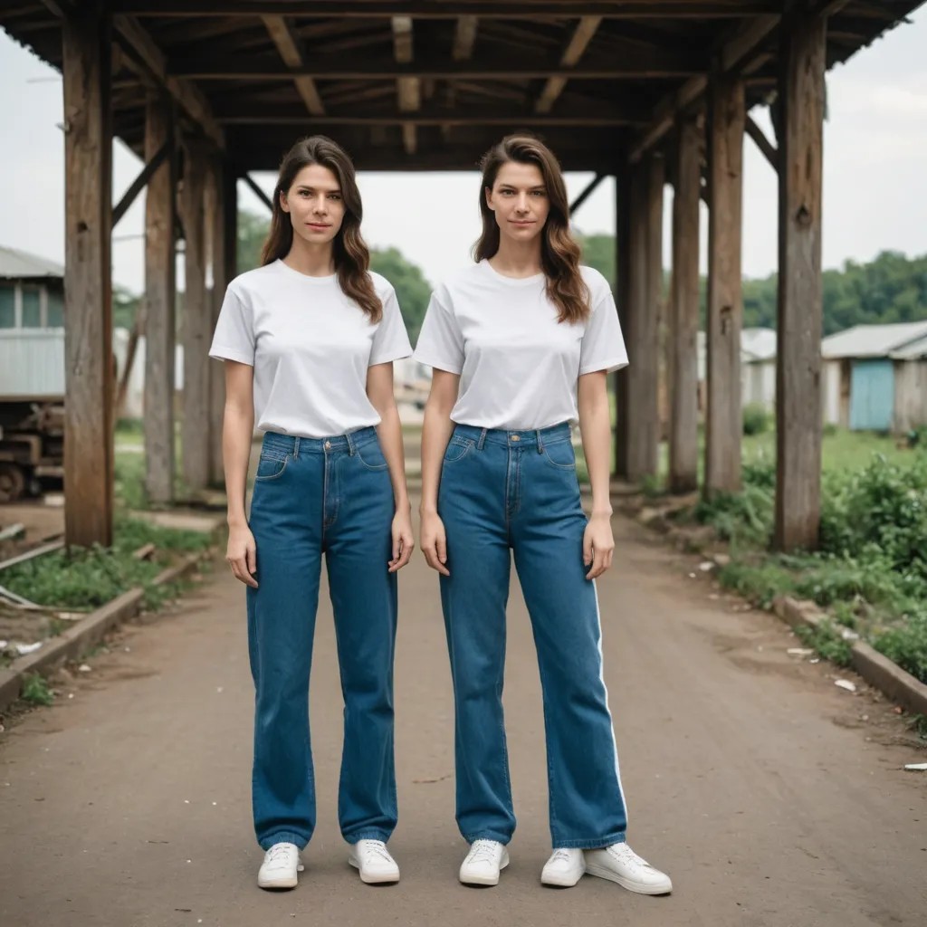 Standing with Twin Sister Photo Style