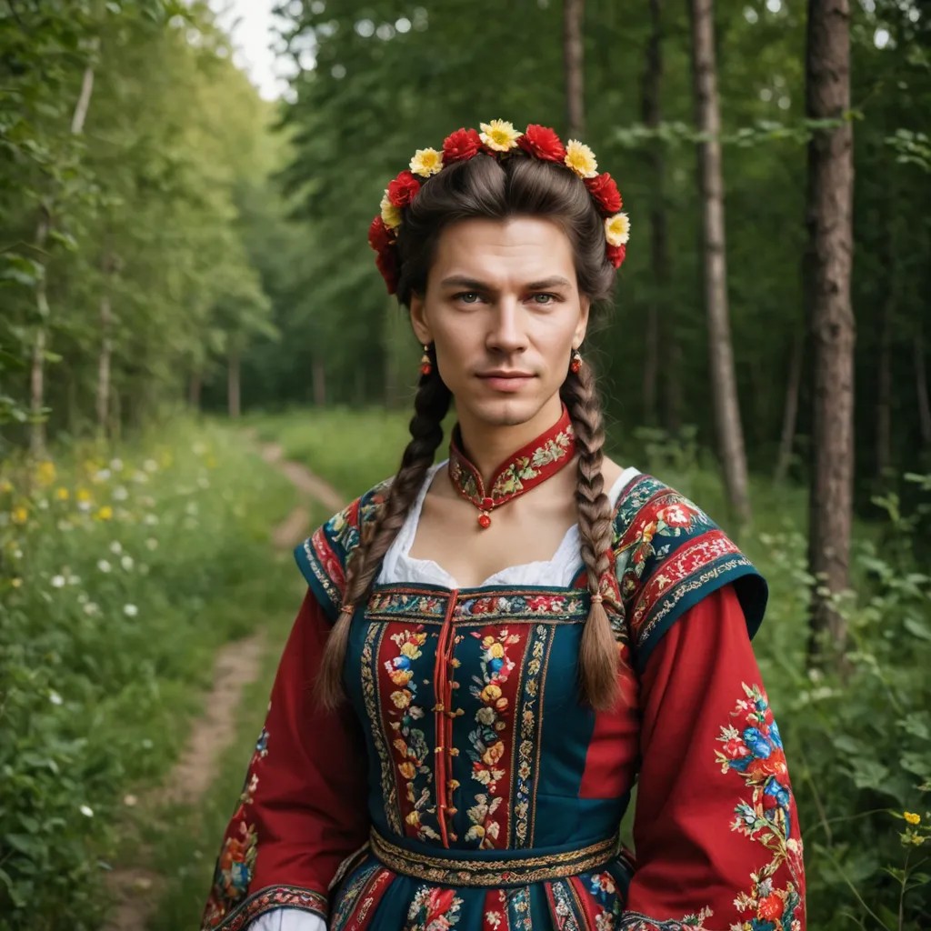 A Girl in a Russian Folk Costume Photo Style