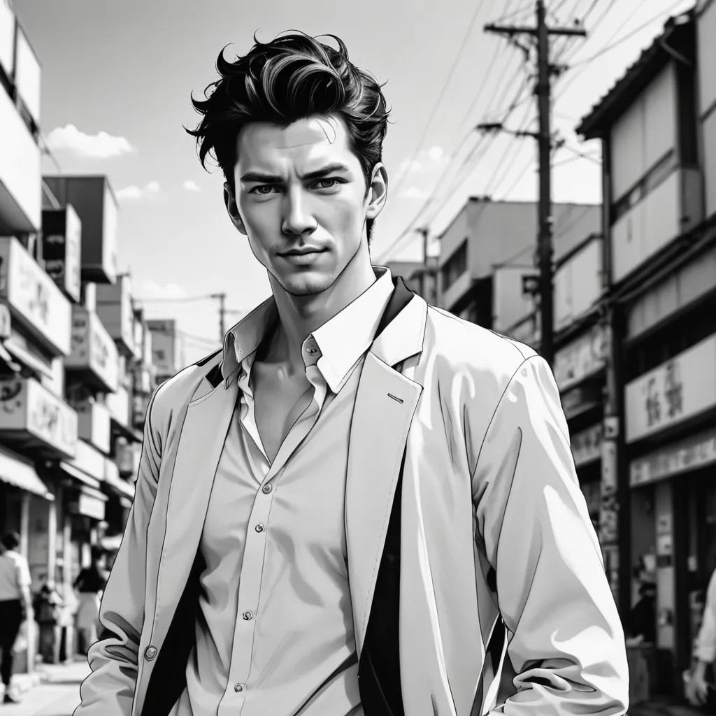 Anime/Manga in White and Black Colours Photo Style