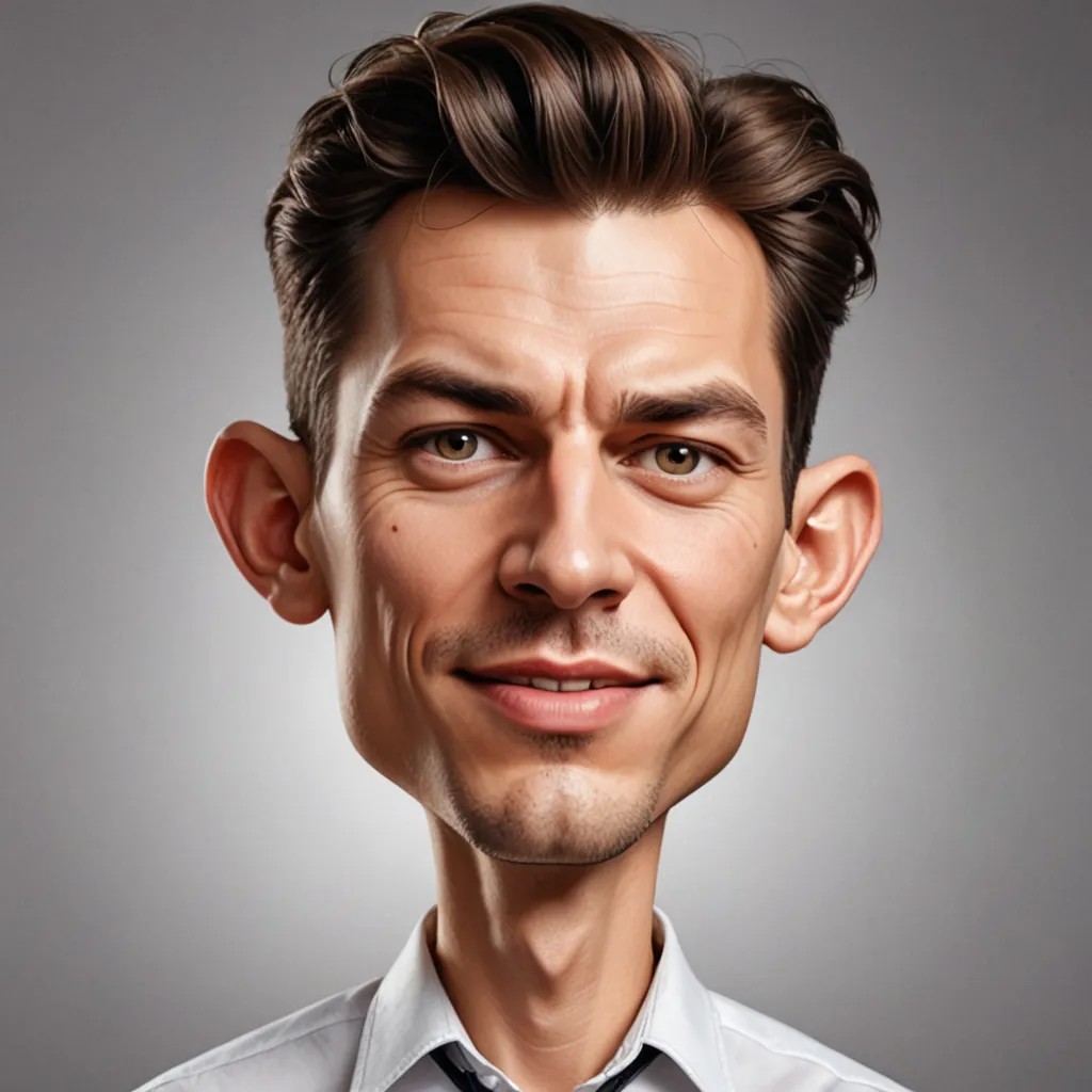 Cartoon Caricature with Large Head and Exaggerated Features Photo Style