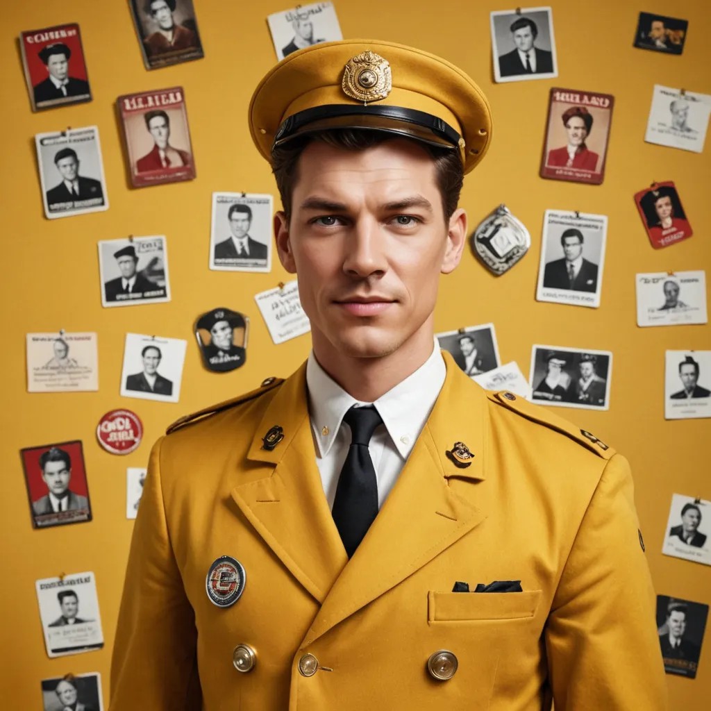 Converted Create a Colonel Mustard, 20-something, with badges from Clue series. image