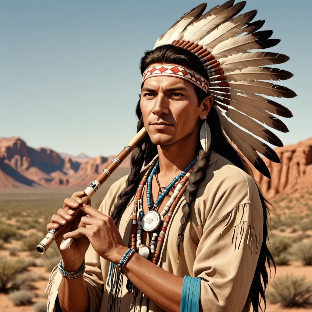 Create Cartoon Image of a Native American Flute Photo Style