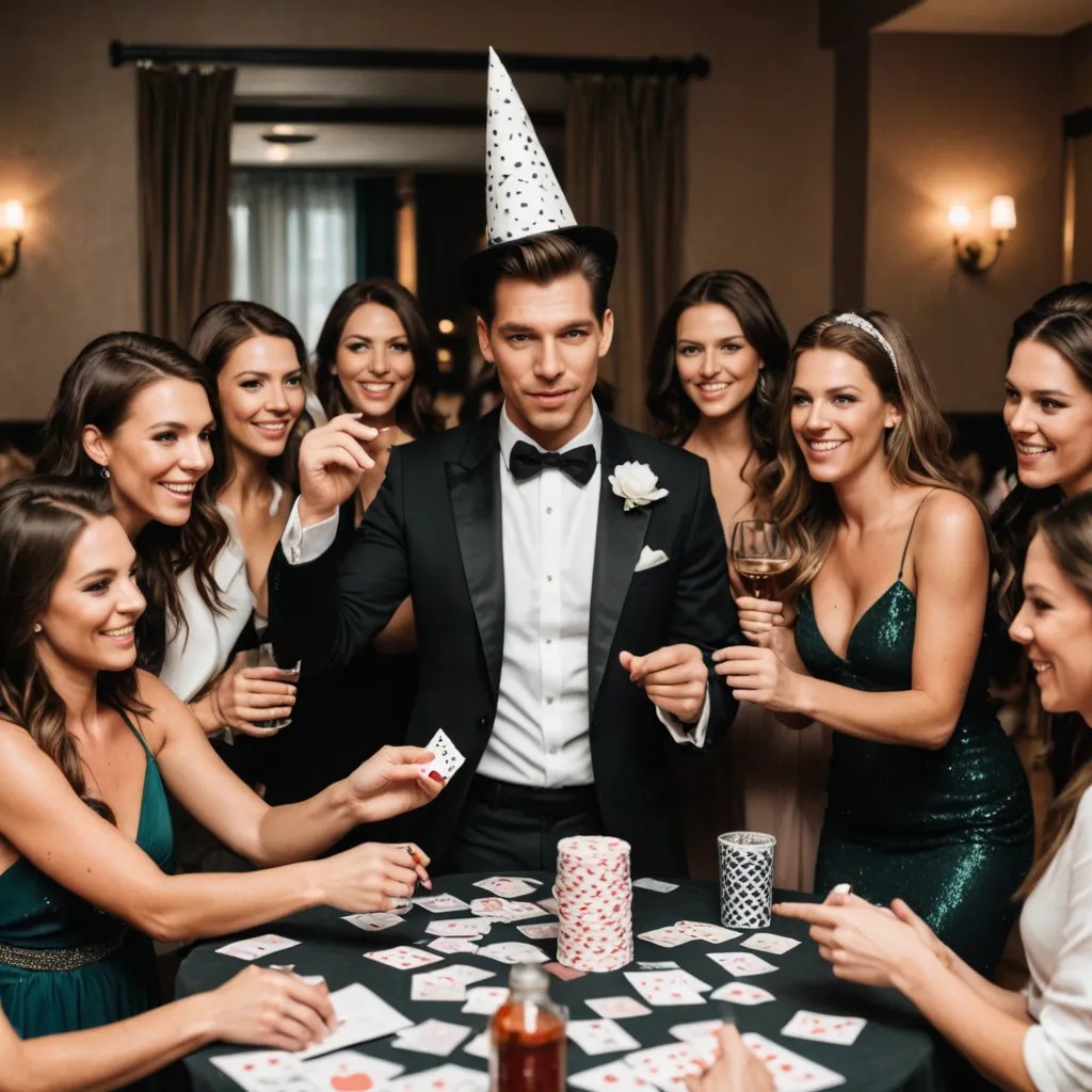 Create Photo of Magician Performing at Bachelorette Party Photo Style