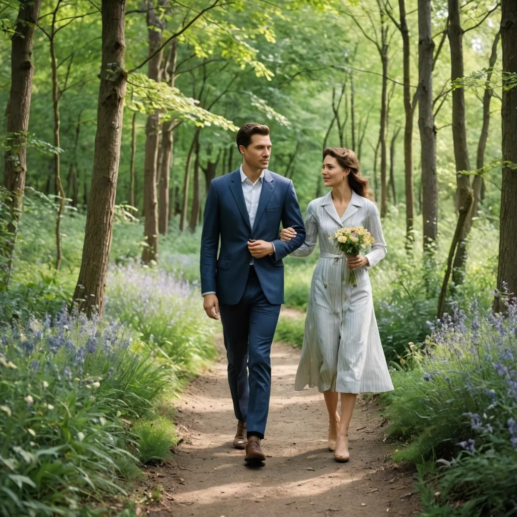 Monet Man and Woman Walking in the Woods Photo Style
