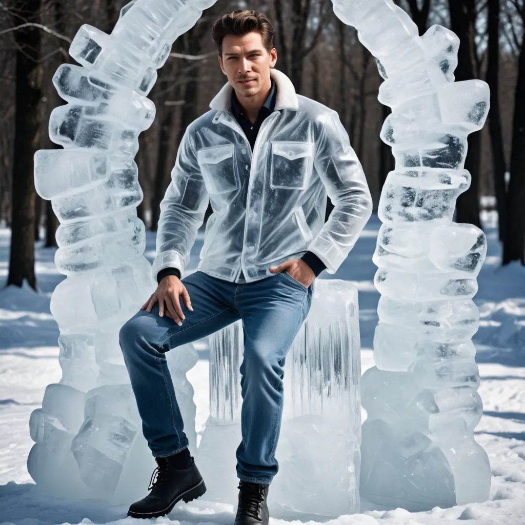 A Perfect Ice Sculpture Full Body Human Being Photo Style