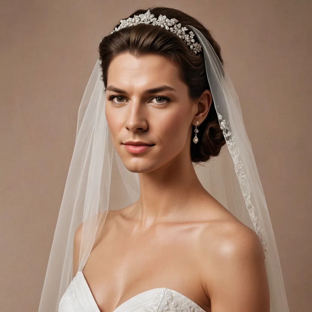 I want to replace the veil with a draped sheer veil with no beading Photo Style