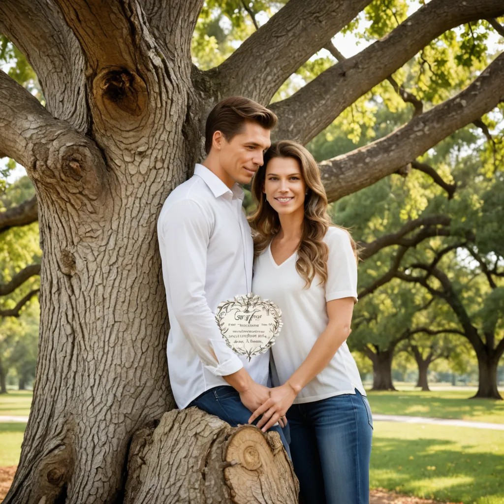 Oak Tree with Names and Anniversary Date Photo Style