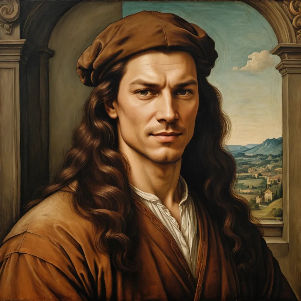 Painting in the Renaissance Humanist of Leonardo da Vinci Photo Style