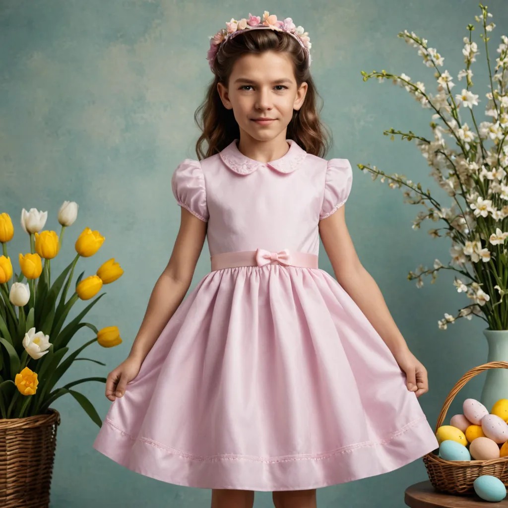 Photorealistic 8-Year-Old Girl in Easter Dress Photo Style