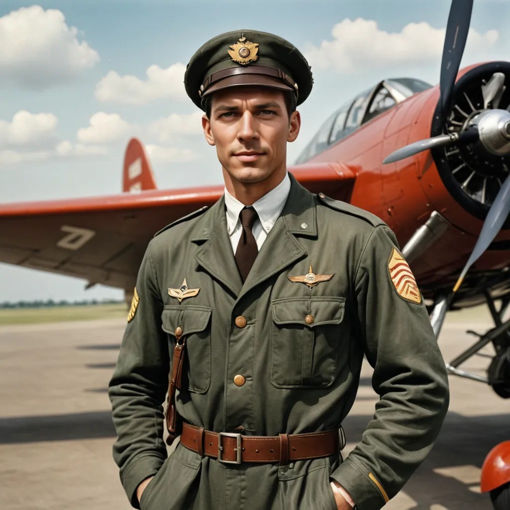 Realistic Color / 1920 Airplane Pilots Attire Photo Style