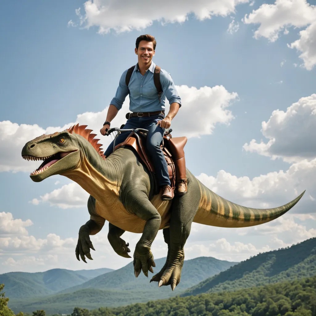 Riding a Flying Dinosaur Photo Style