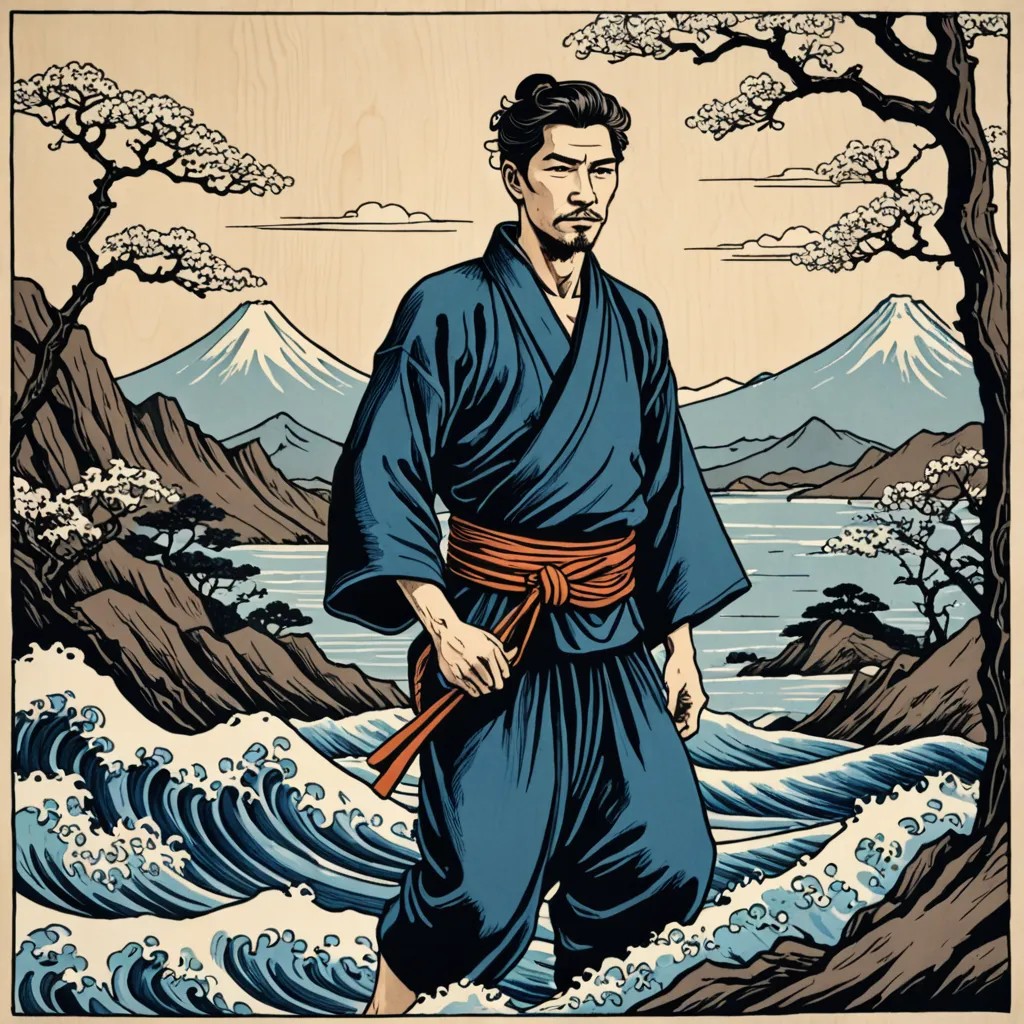 Woodcut Art in the Style of Hokusai Photo Style
