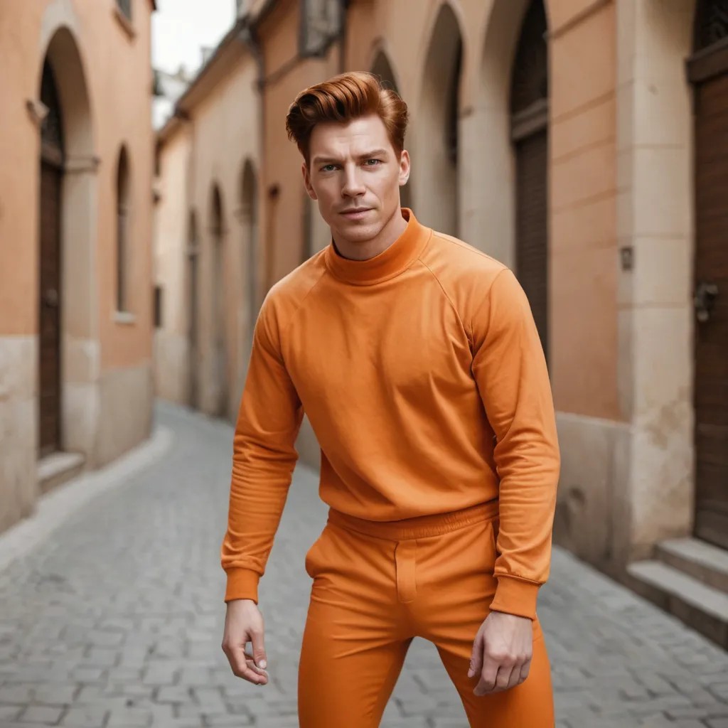 A Person with Ginger Hair in an Orange Outfit Photo Style