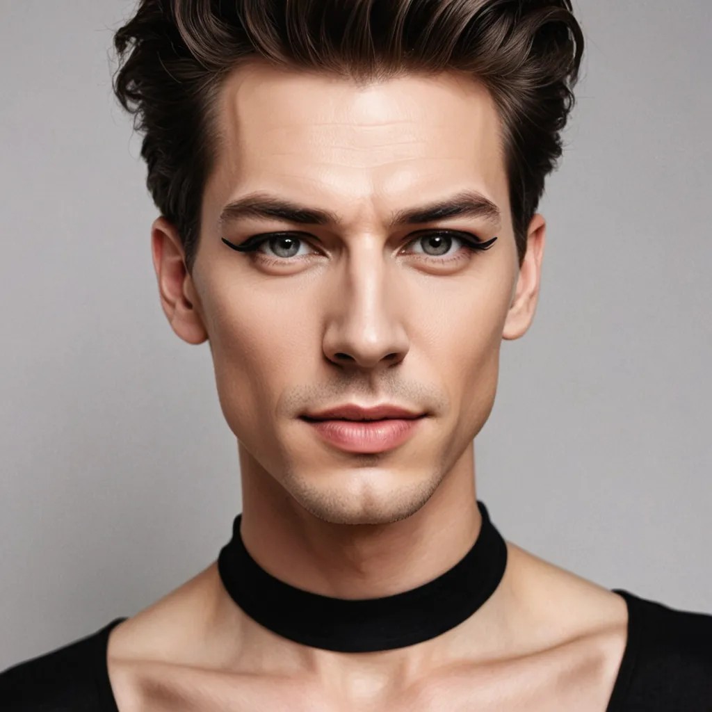 Aged Person Dressed in Black Makeup, From Eyelashes to Lipstick Photo Style