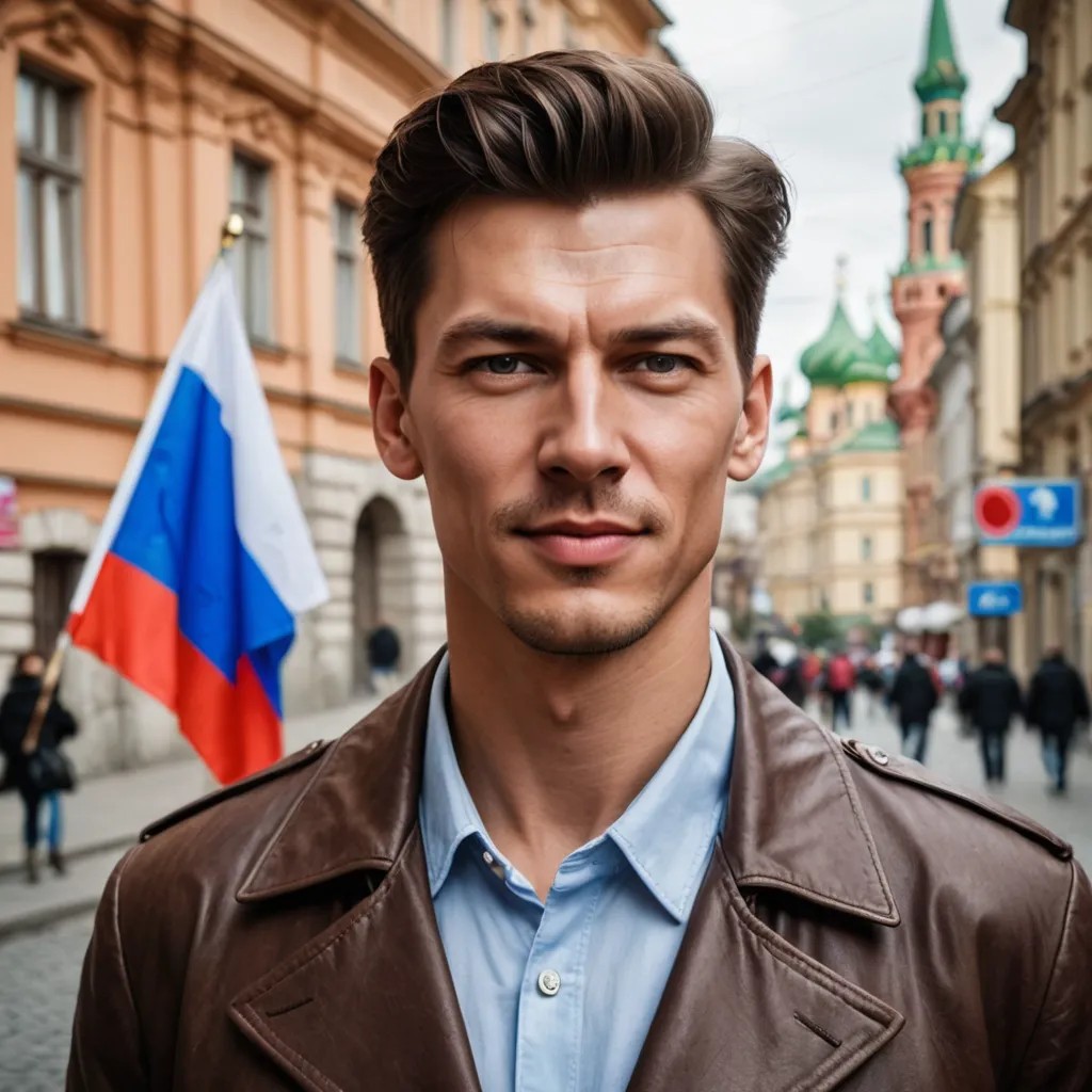 На лице флаг России Photo Style