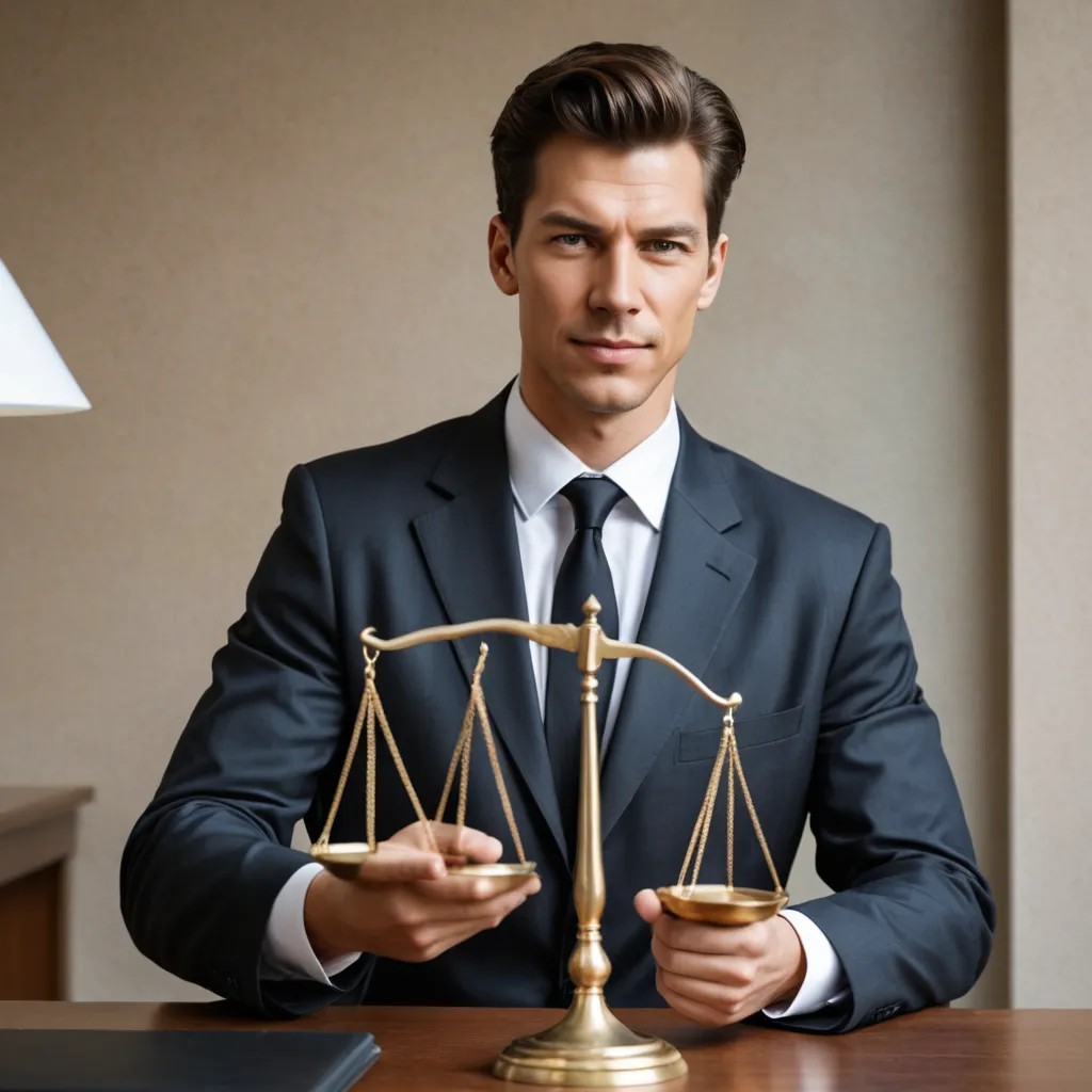 Lawyer with Scales of Justice Photo Style