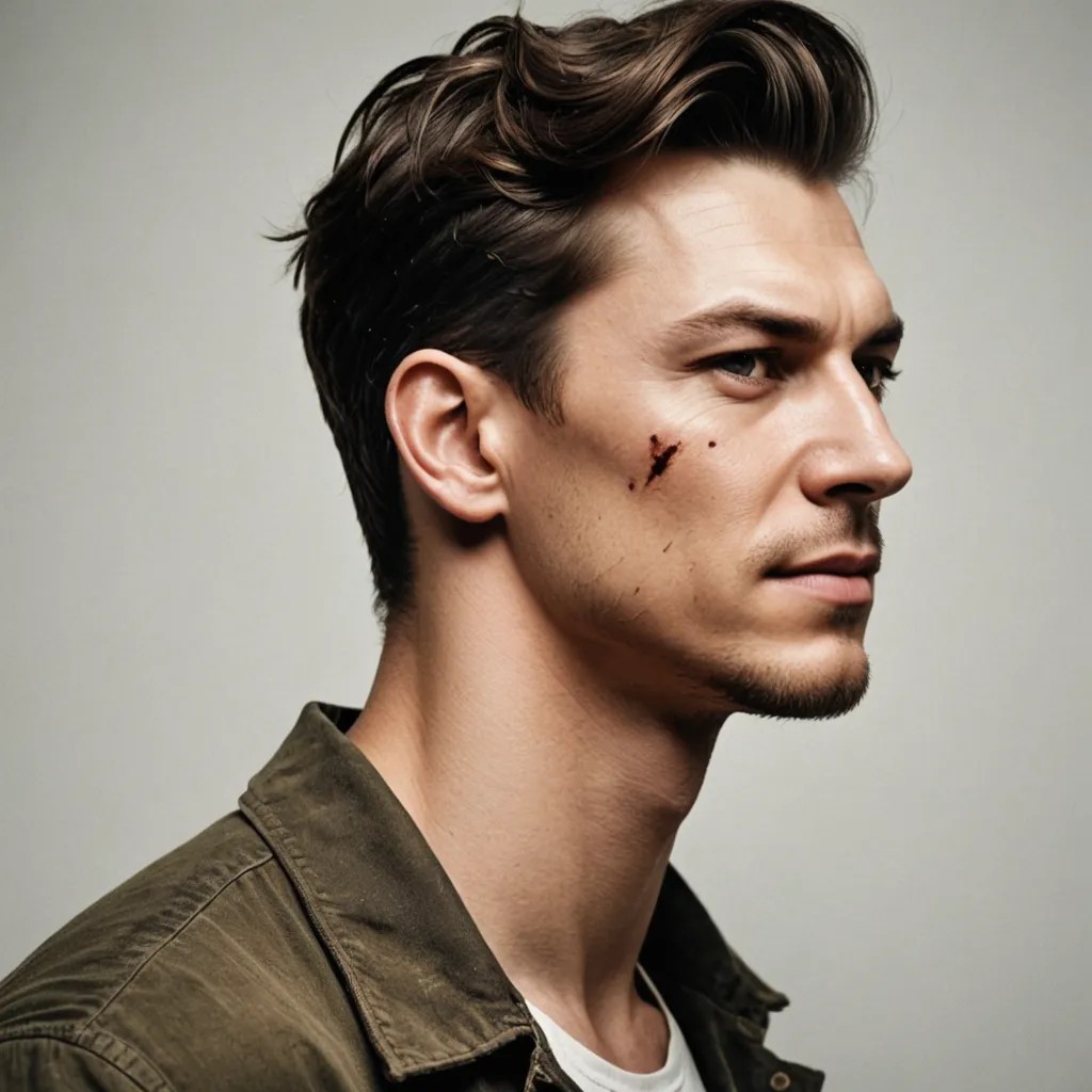 Left Side Profile with Bruised Face Photo Style