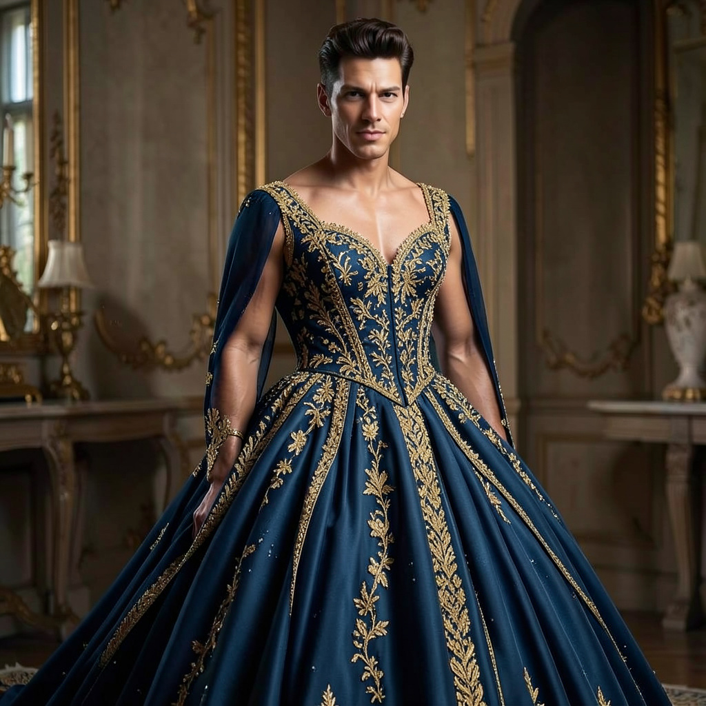 Stunning Ballgown with Gold Trim Photo Style