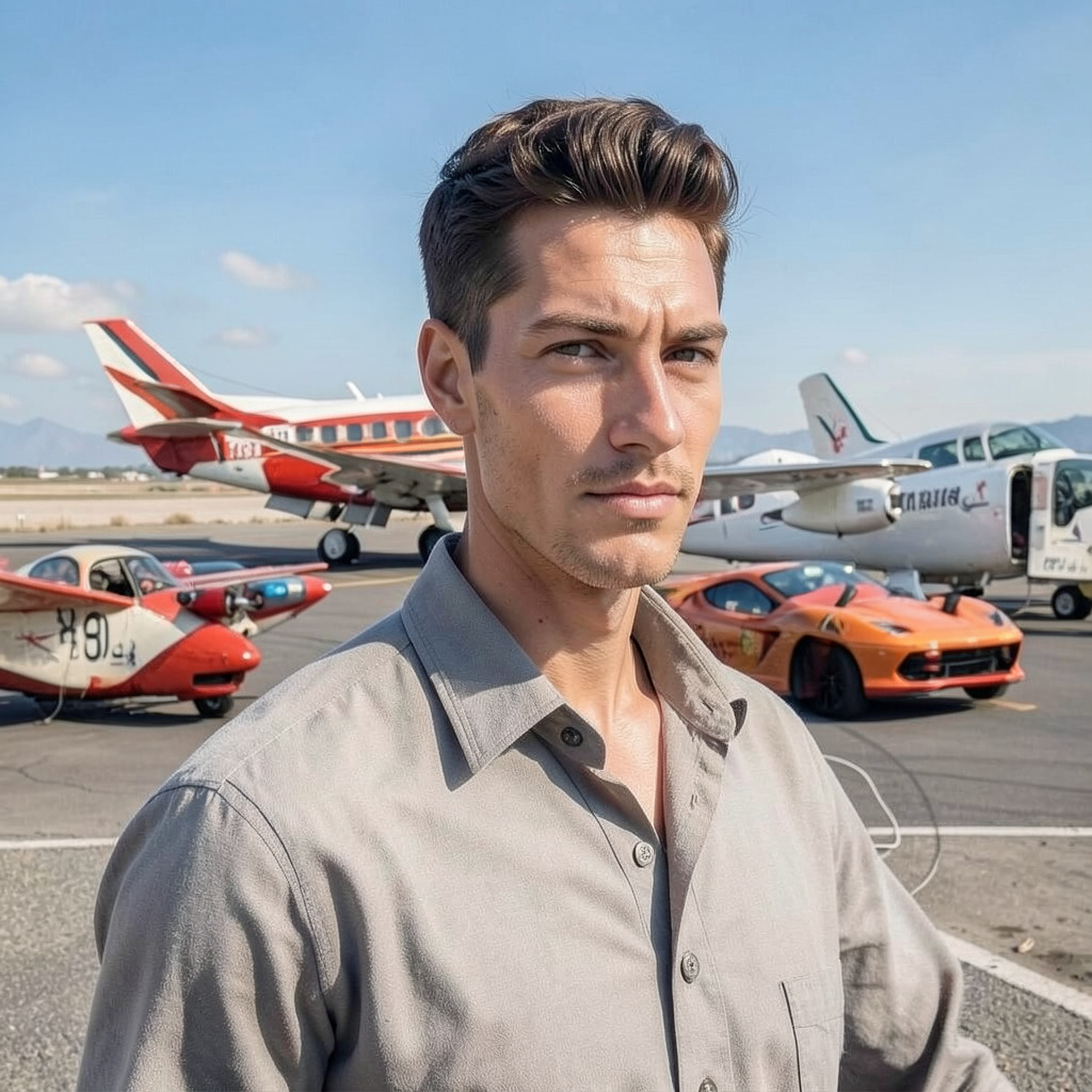 Successful, Young, With Airplane and Ferrari Photo Style